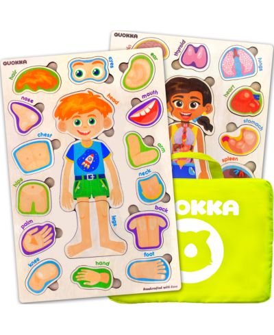 Quokka Wooden Montessori Human Anatomy 2-Puzzle Set, Ages 4-6