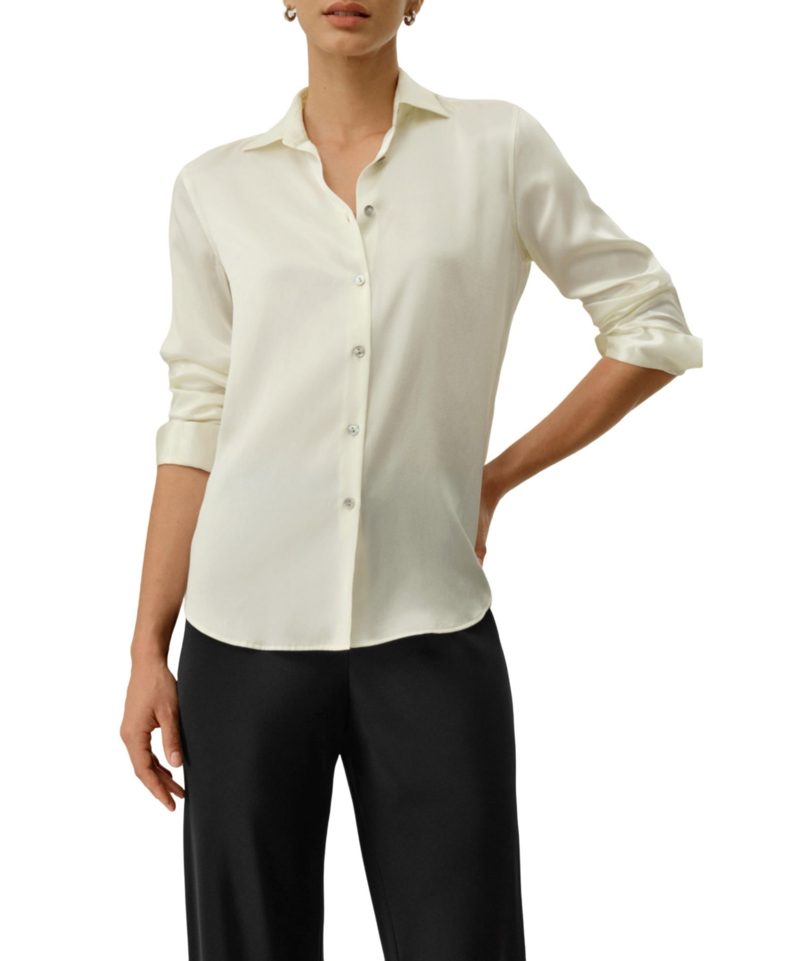 LILYSILK Women's Spread Collar Silk Shirt