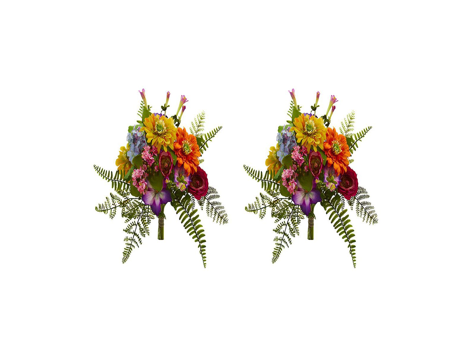 Slickblue Vibrant Mixed Artificial Flower Bush Lifelike Floral Decor for Home and Garden (Set of 2)