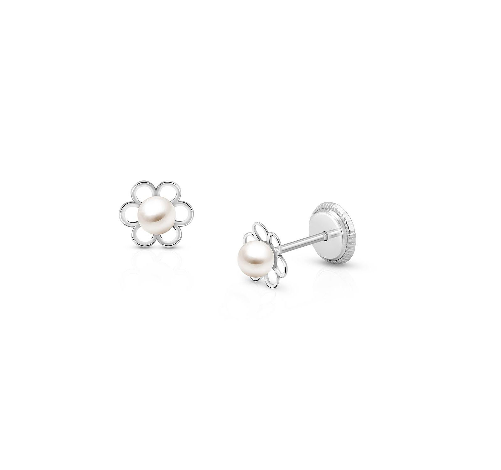 Tiny Blessings 14K Gold Petals and Pearls Stud Screw Back Earrings