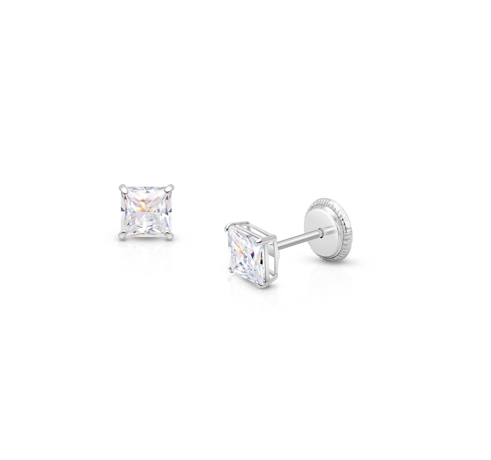 Tiny Blessings 14K Gold Princess Cut Studs Screw Back Earrings