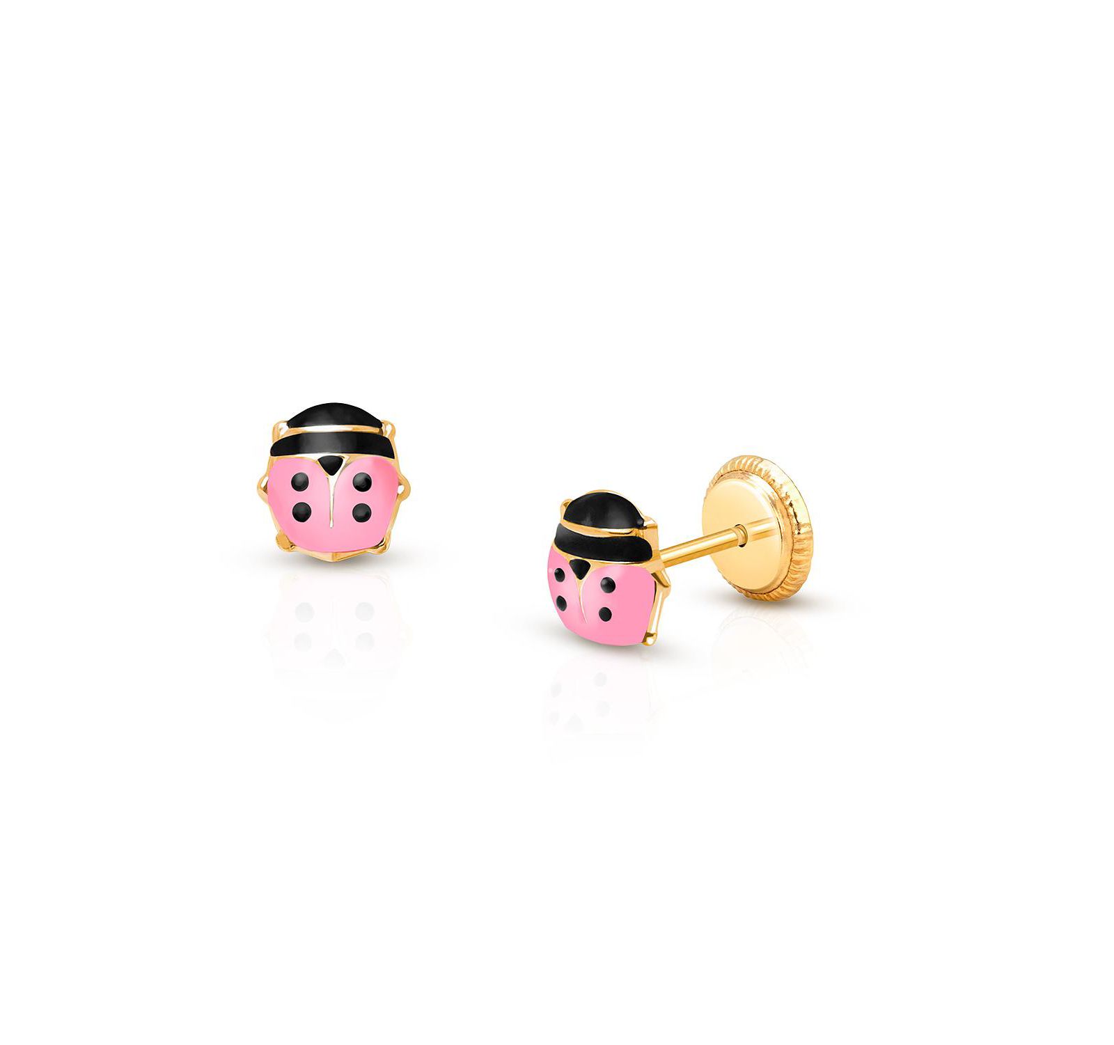 Серьги-гвоздики Tiny Blessings 14K Gold Pink Lil' Ladybug
