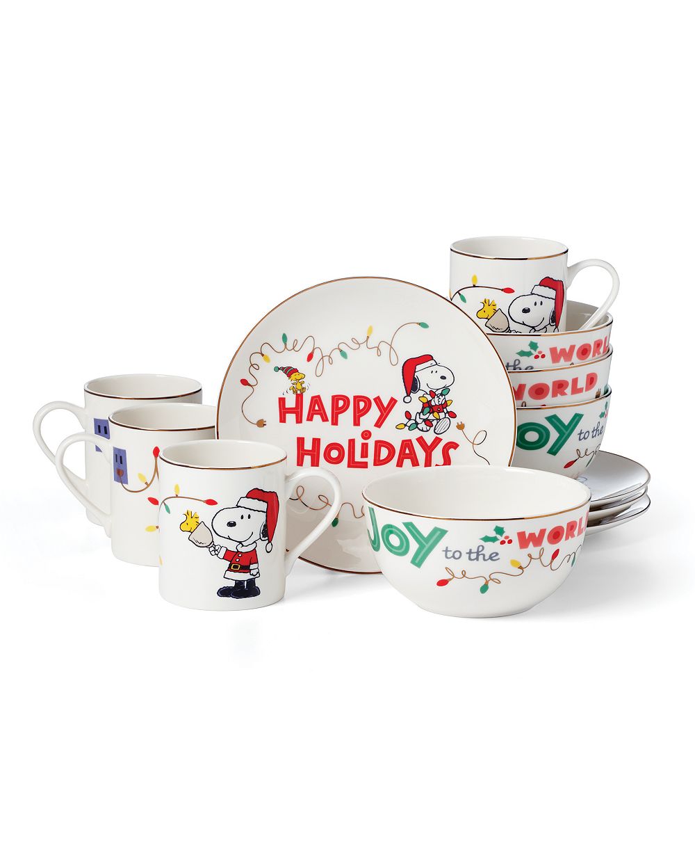 Десертный набор Lenox Snoopy Christmas 12-Pc. Service for 4