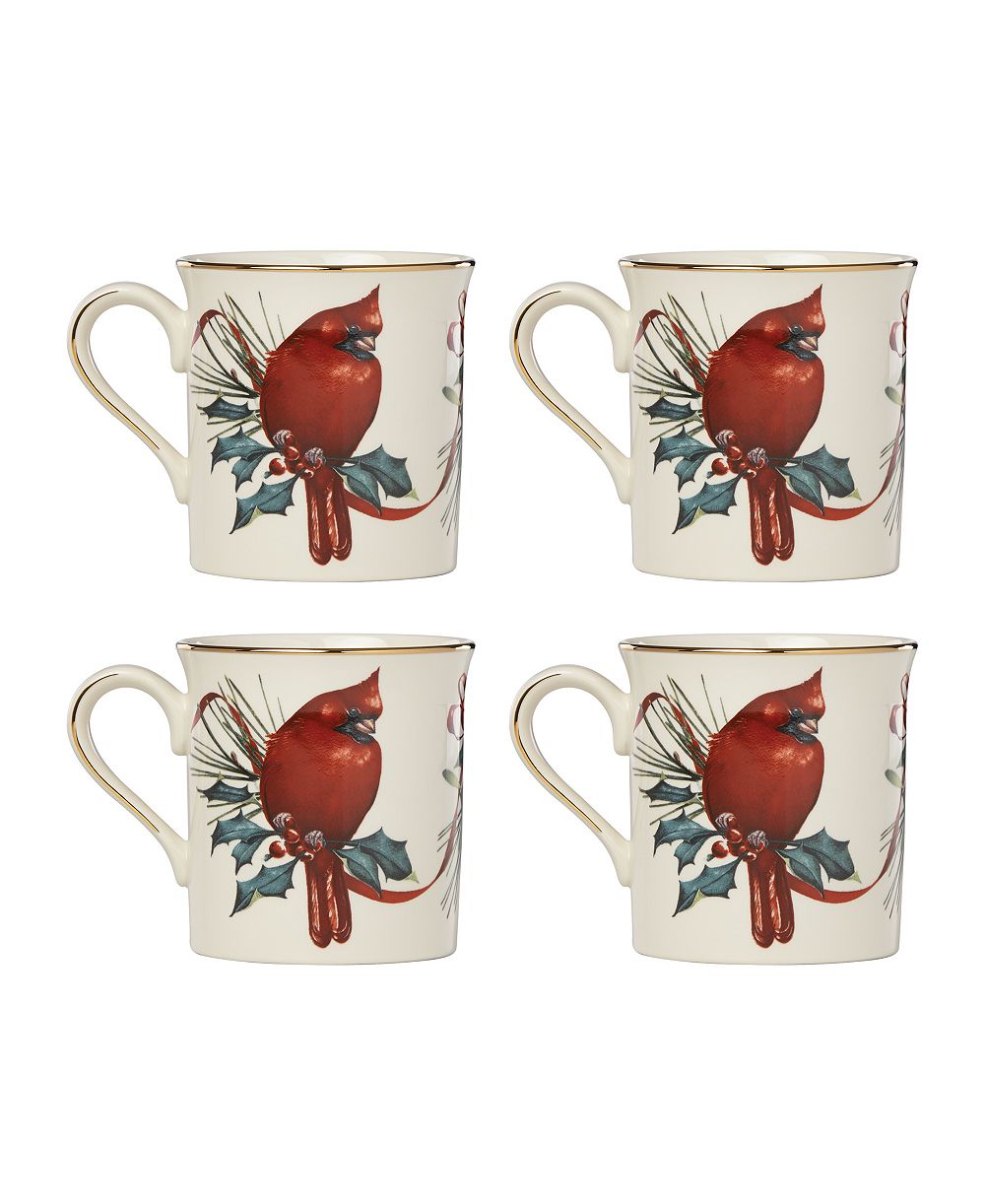 Lenox Winter Greetings Cardinal Кружки, набор из 4 шт