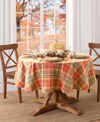 Elrene Hawley Plaid Harvest Cotton Round Tablecloth, 70"