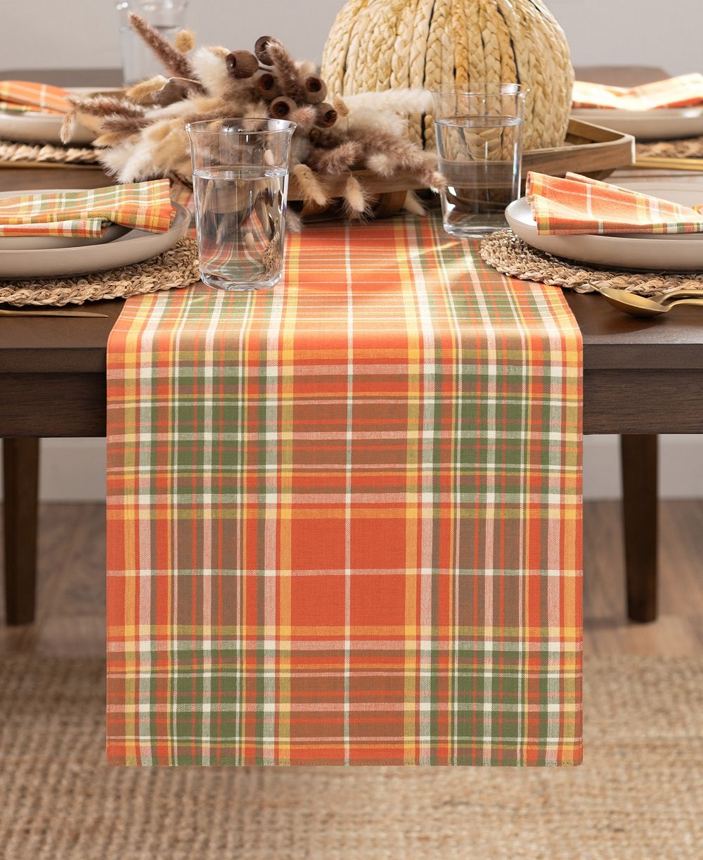 Elrene Hawley Plaid Harvest Cotton Table Runner, 13" x 70"