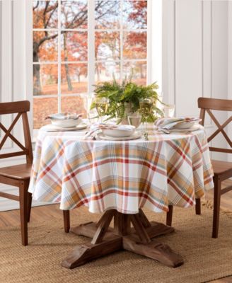 Elrene Seneca Plaid Harvest Cotton Tablecloth, 60" x 84"  Oval