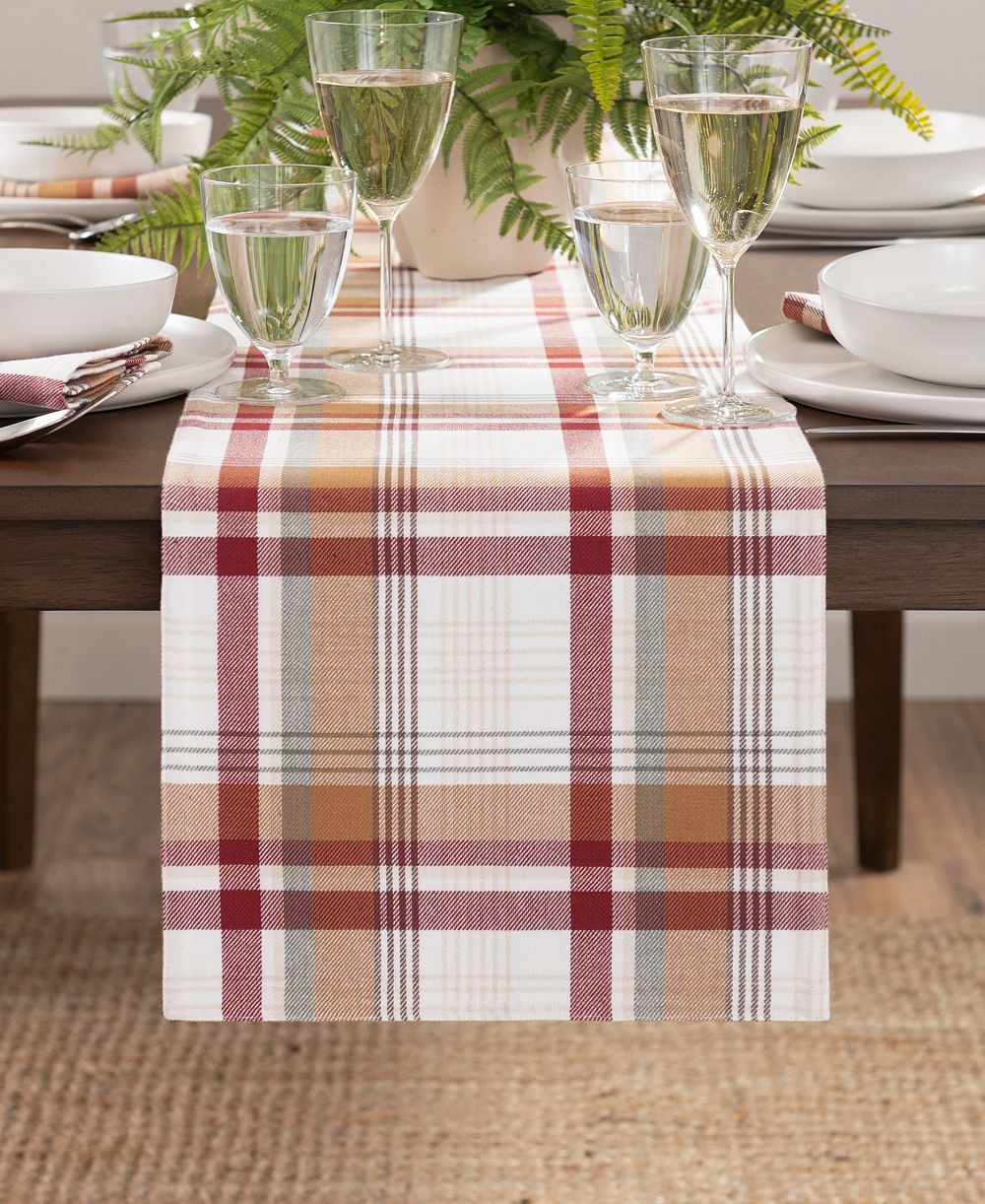 Elrene Seneca Plaid Harvest Cotton Table Runner, 13'' x 90''