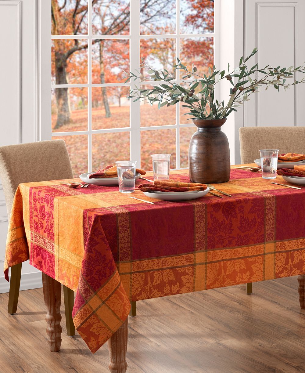 Elrene прямоугольная хлопковая скатерть Maplewood Jacquard Harvest, 60" x 120"