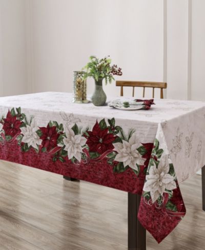 Прямоугольная скатерть Elrene Clarette Poinsettia Holiday Fabric, 102"x 60"