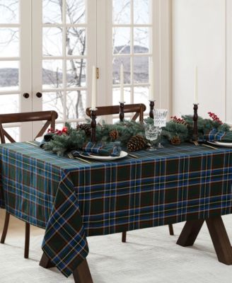 Elrene Stowe Tartan Holiday Plaid Rectangle Tablecloth, 102"x 60"