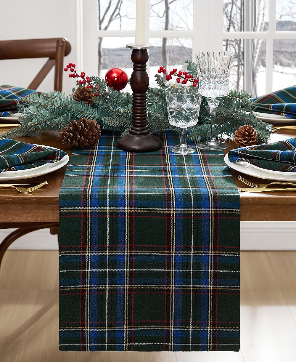 Elrene Stowe Tartan Holiday Plaid Table Runner, 70"x 13"