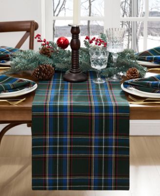 Elrene Stowe Tartan Holiday Plaid Table Runner, 90"x 13"