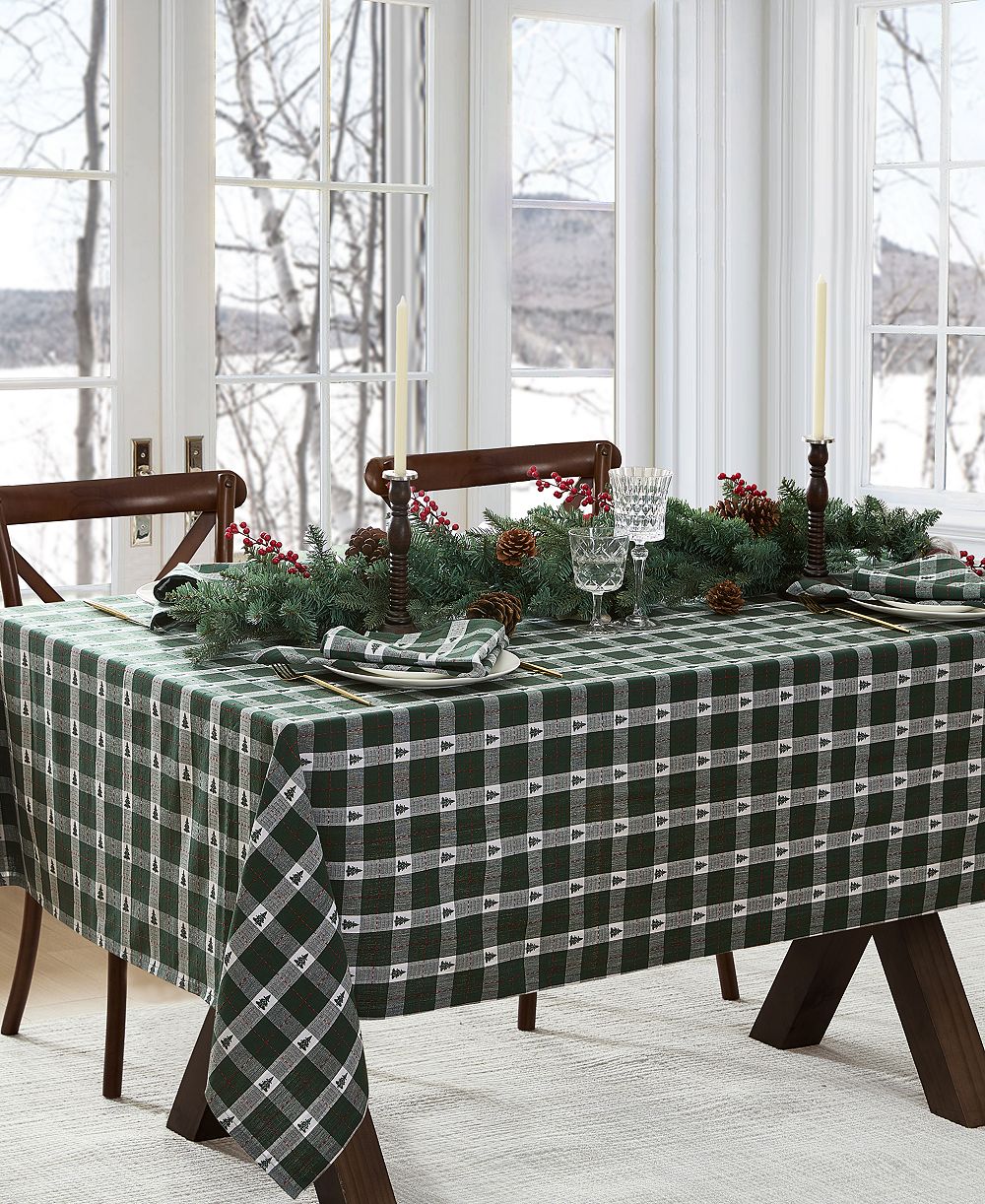 Elrene Sherwood Tree Dobby Cotton Rectangle Tablecloth, 120"x 60"