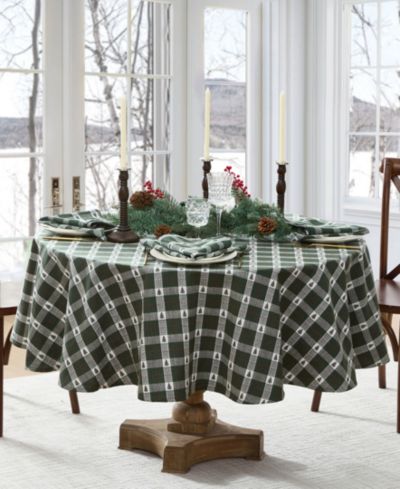 Elrene Sherwood Tree Dobby Cotton Oval Tablecloth, 84"x 60"