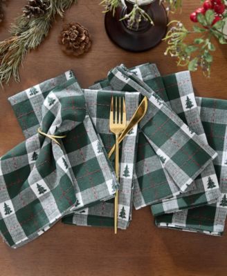 Elrene Sherwood Tree Dobby Cotton Napkins 17"x 17", Set of 8