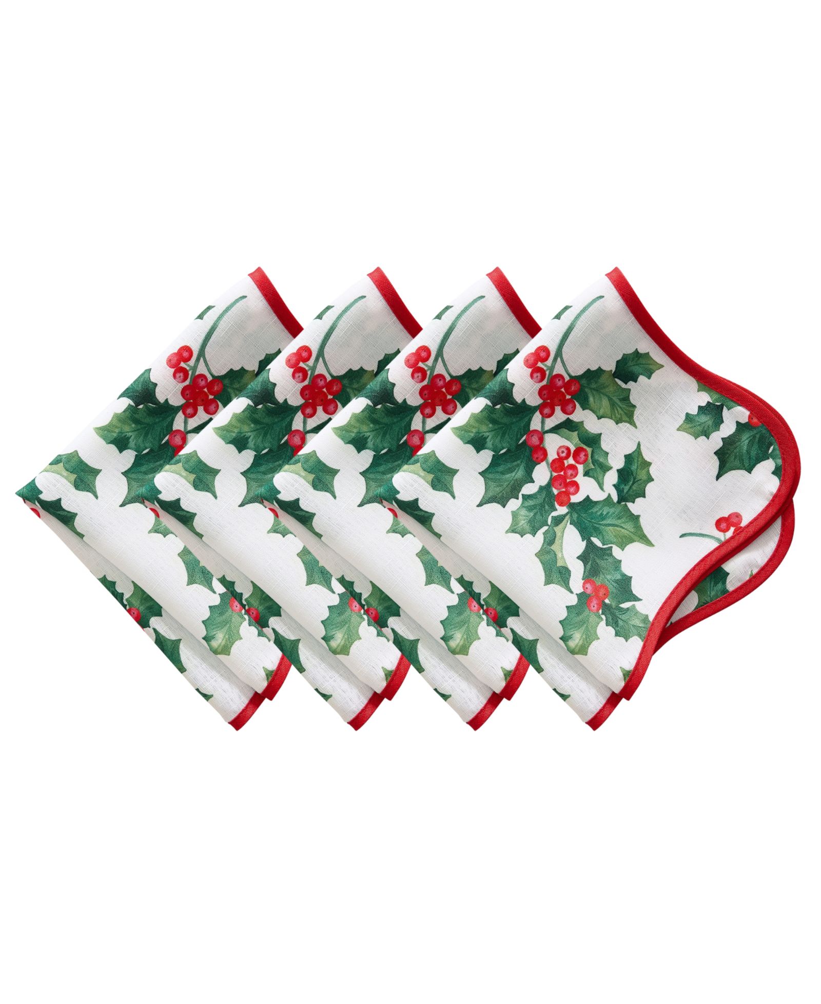 Классические салфетки Elrene Holly Scallop Border 17"x 17", набор из 4 шт
