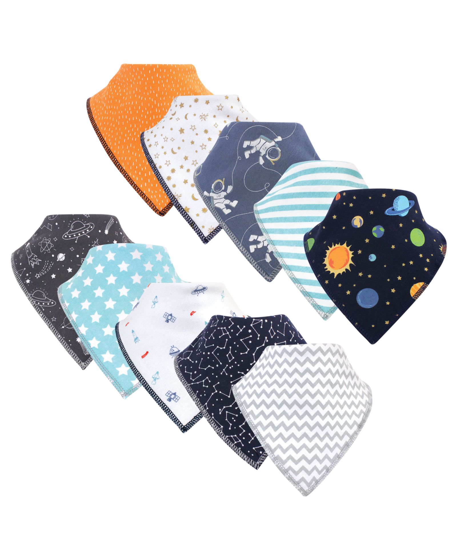 Hudson Baby 10-Piece Pleated Bandana Bib Set