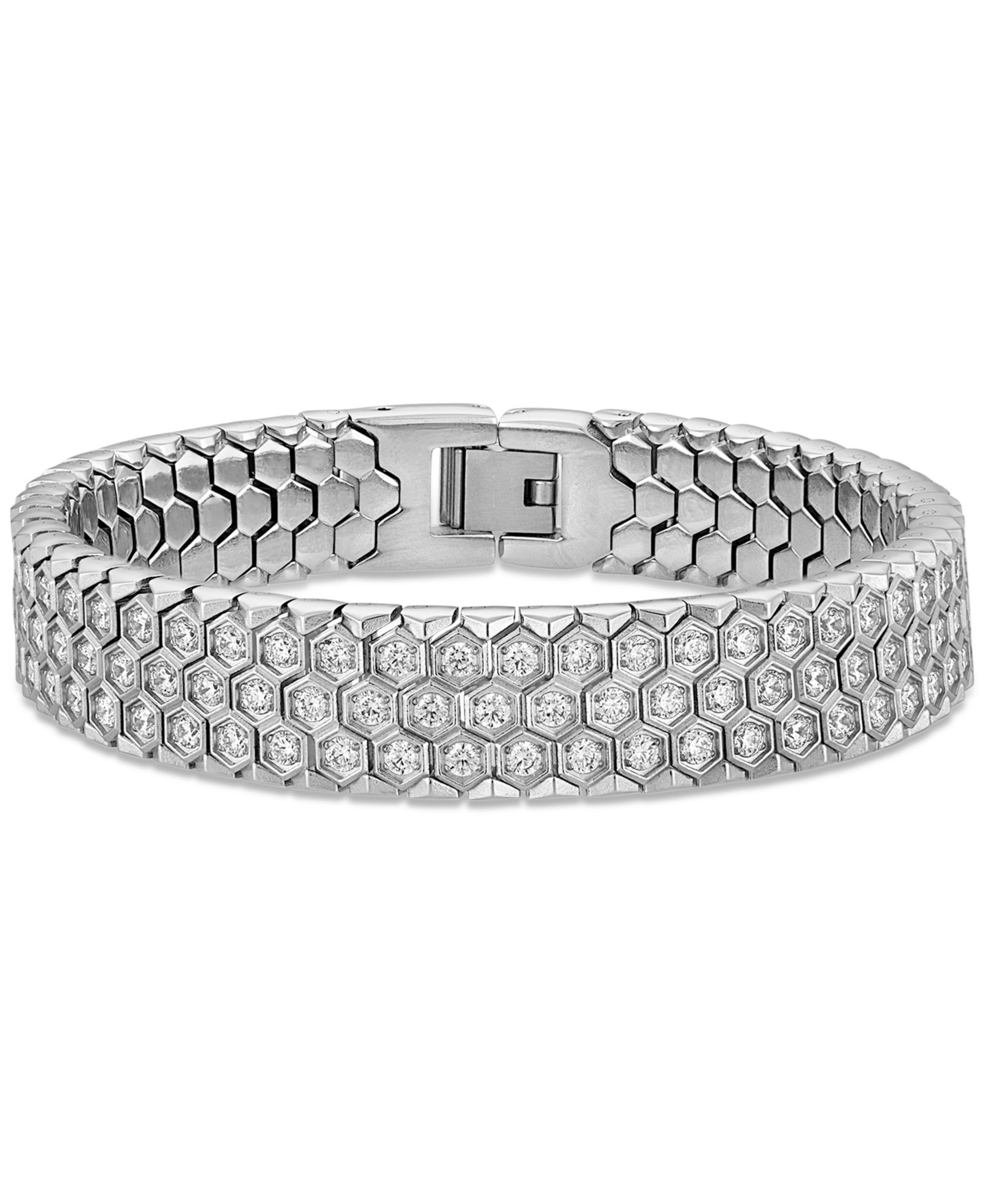 Esquire Men's Jewelry браслет с кубическим цирконием Honeycomb Link из нержавеющей стали
