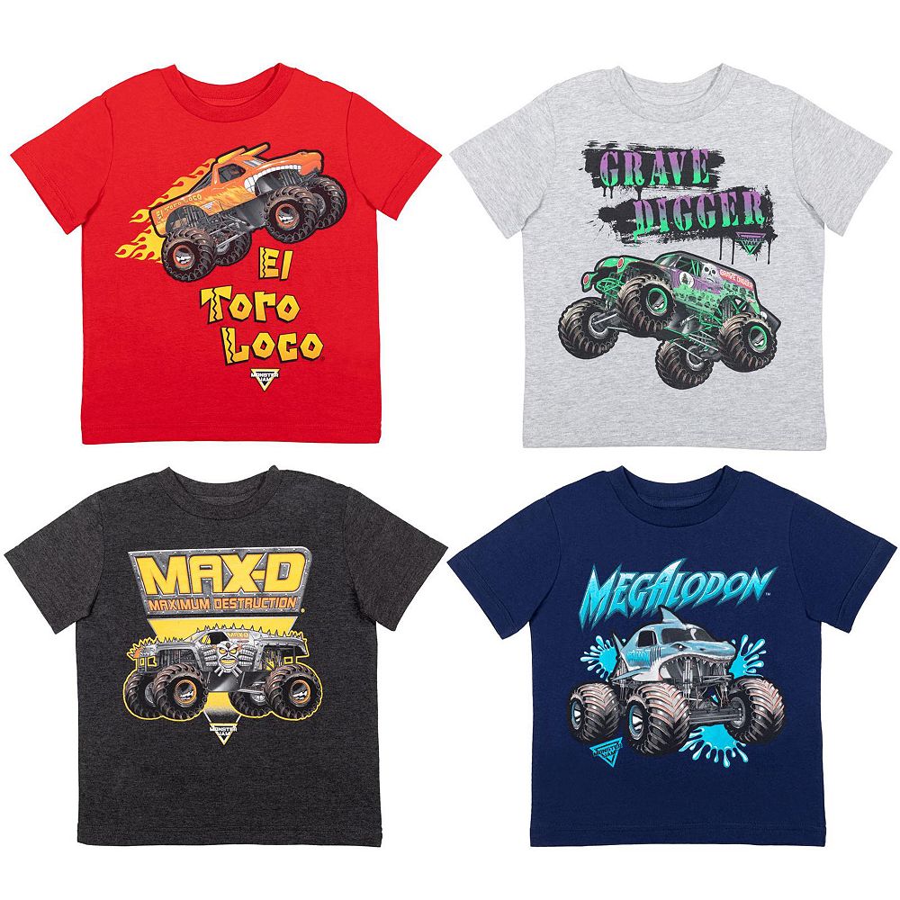 Набор из 4 футболок с коротким рукавом Monster Jam для мальчиков (6-8 лет)
