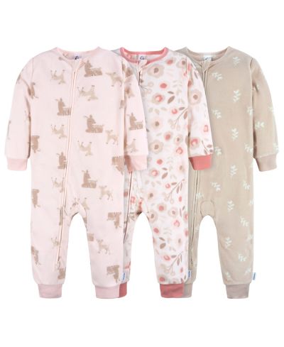 Gerber Детская пижама из флиса без штанин для девочек, 3 шт.