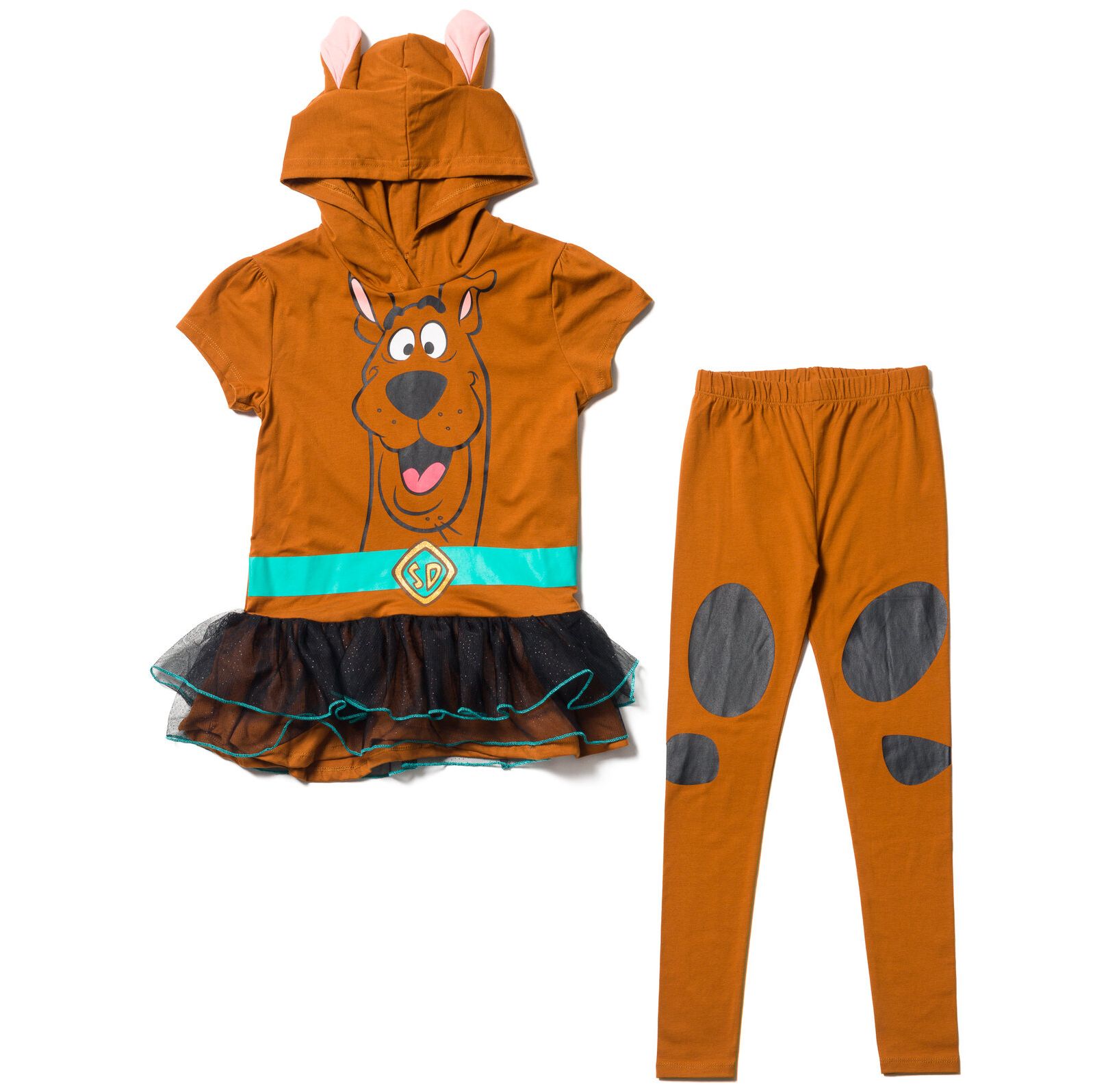 Детский костюм для косплея Scooby Doo: платье-футболка и леггинсы
