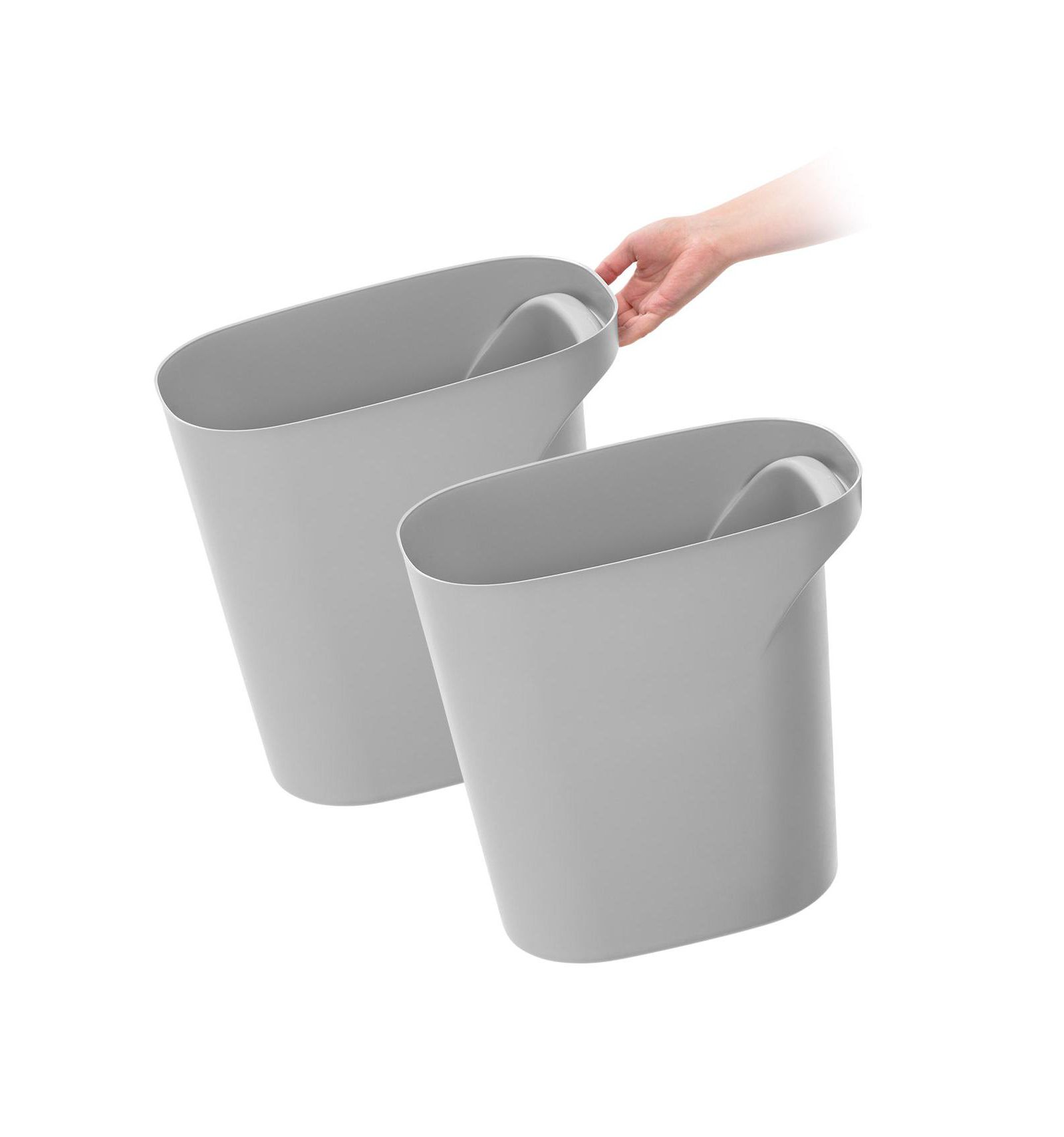 IRIS USA 6 Gallon / 24 Quart Plastic Wastebasket Trash Cans for Home, Office, Bedroom, Bathroom, Gray, 2-Pack