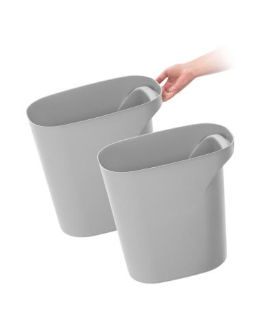 IRIS USA 6 Gallon / 24 Quart Plastic Wastebasket Trash Cans for Home, Office, Bedroom, Bathroom, Gray, 2-Pack