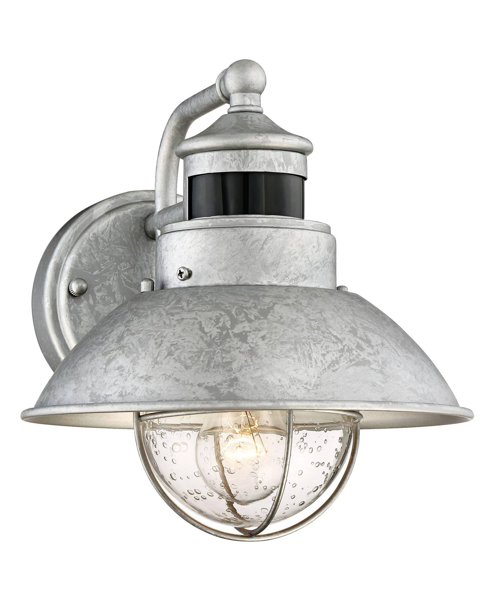 John Timberland Уличный светильник Oberlin Rustic Industrial Farmhouse с датчиком движения, 9" Clear Seedy Glass