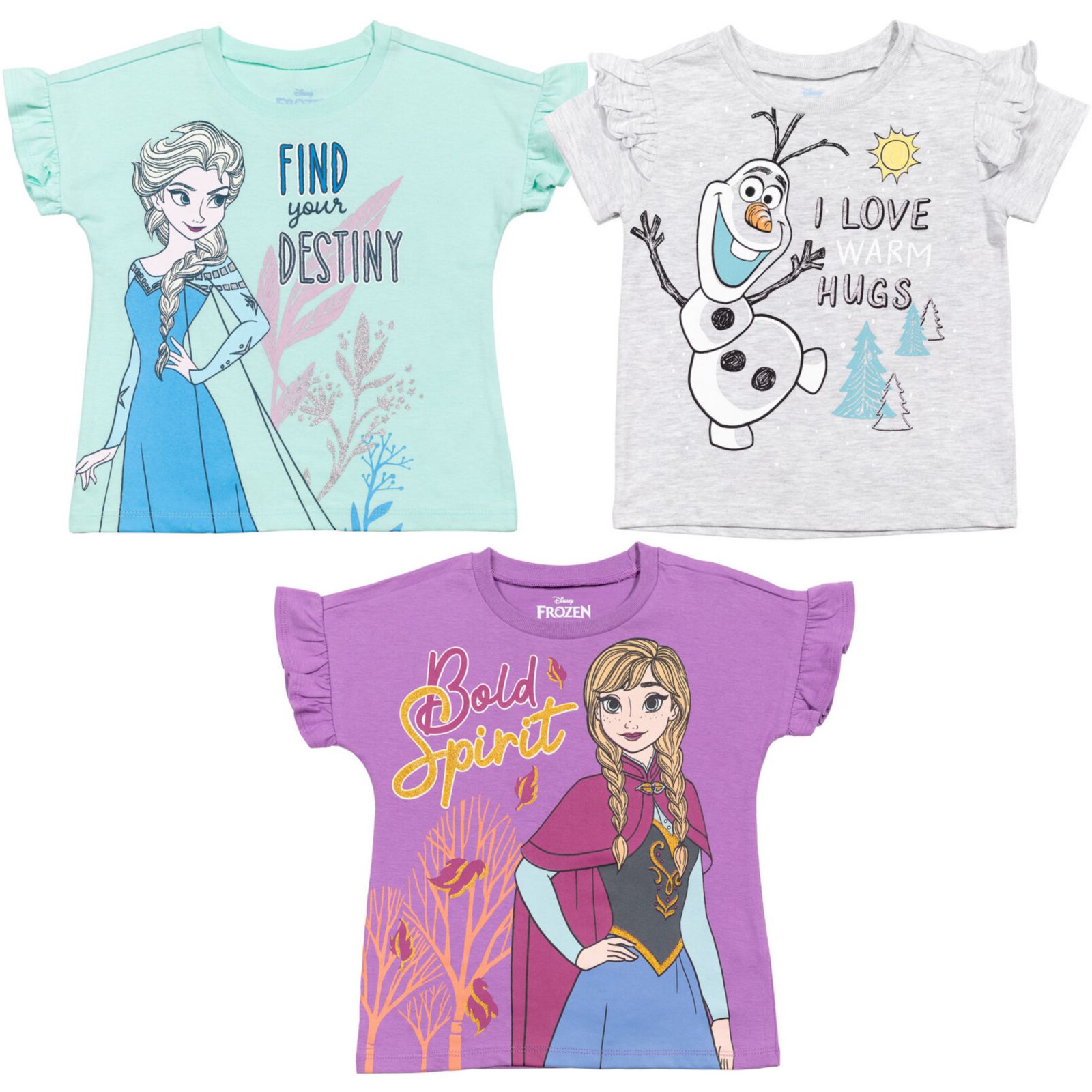 Frozen Toddler Girls 3 Pack T-Shirts