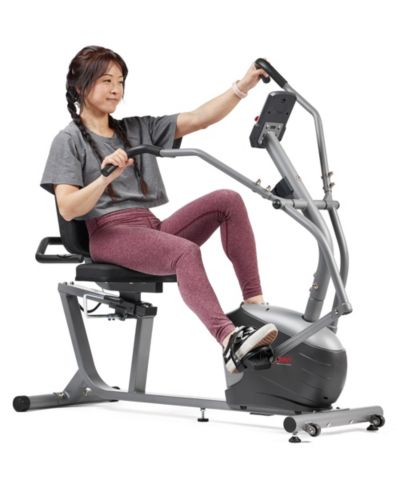 Sunny Health & Fitness Smart Recumbent Bike with Dual Motion Arm Exerciser & Bluetooth Performance Tracking via SunnyFit App