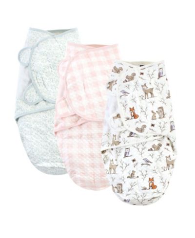 Hudson Baby Baby Girls Hudson Quilted Cotton Swaddle Wrap 3pk