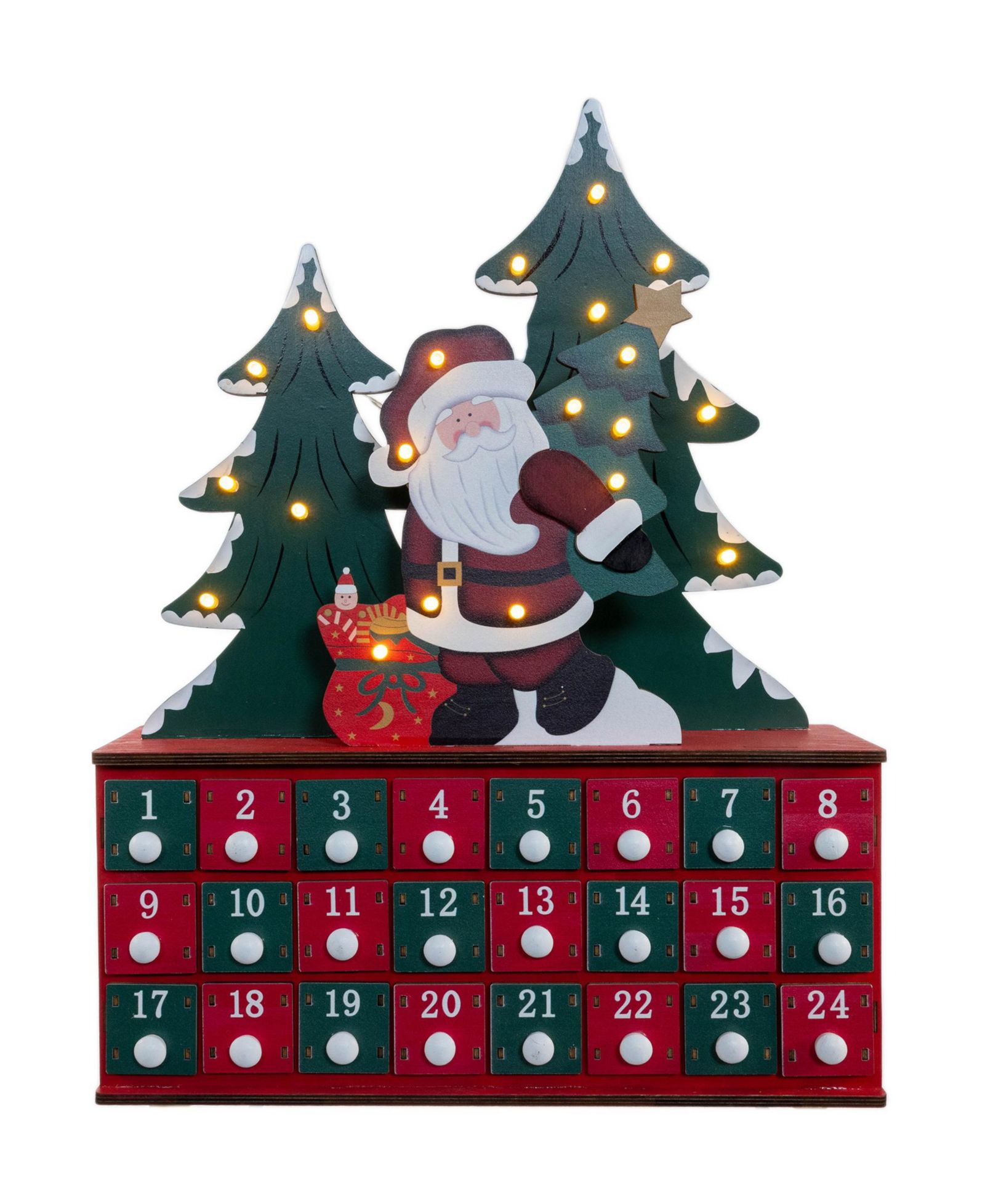 Деревянный рождественский календарь Kurt Adler 15.75-Inch Battery Operated LED Lighted