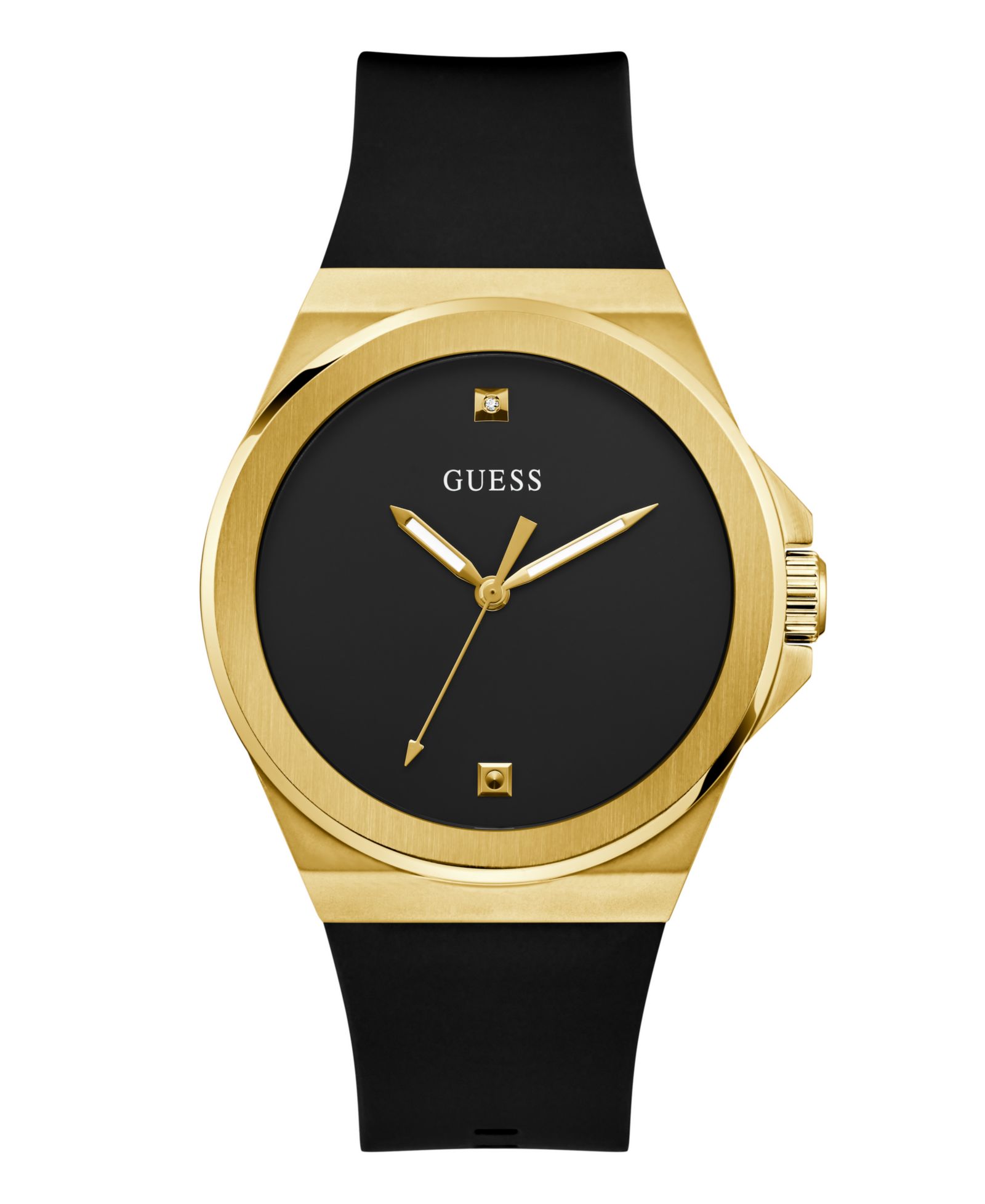 GUESS Men's Analog Black Silicone Watch 44mm