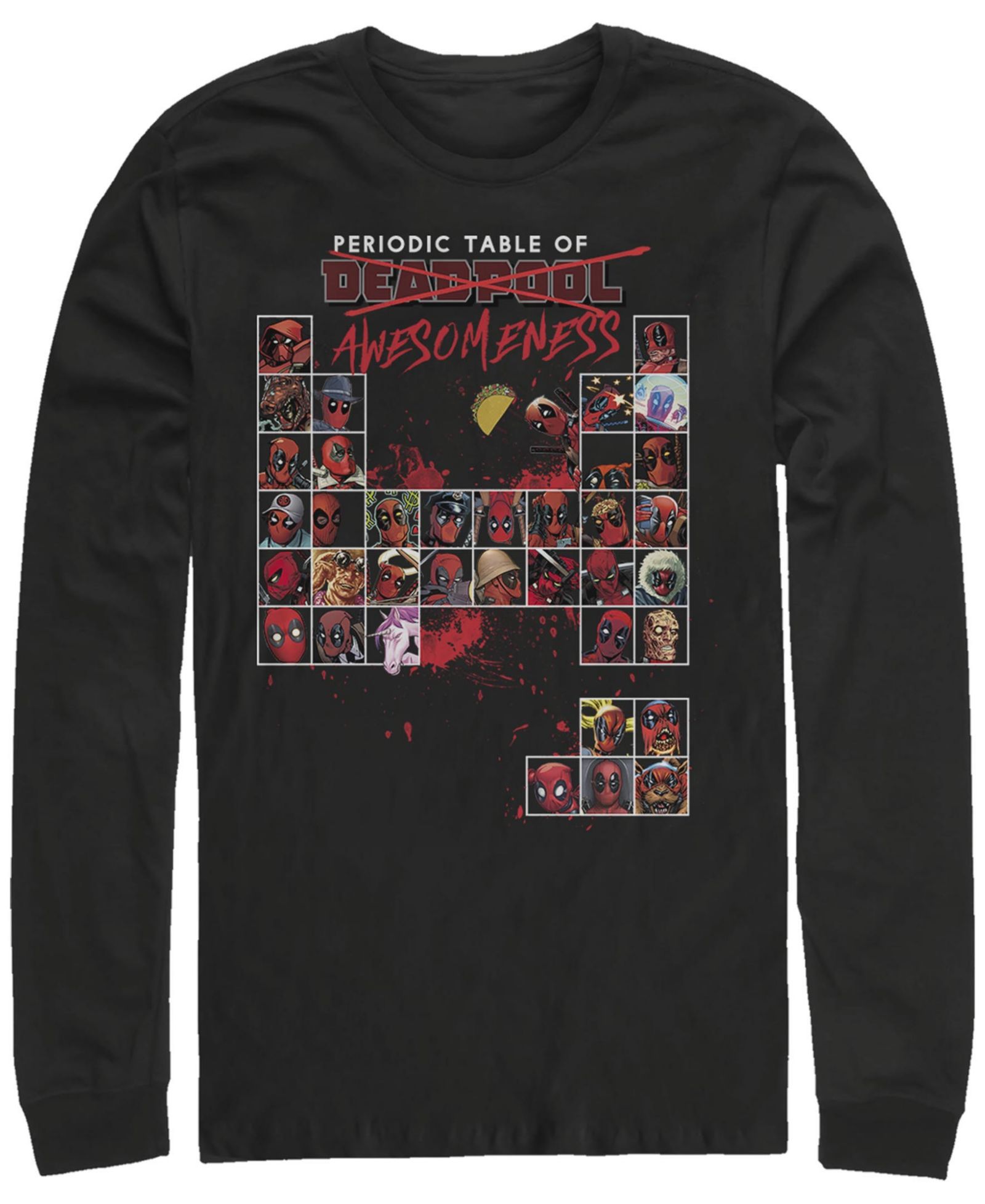 Fifth Sun Men's Deadpool Periodic Long Sleeve T-Shirt