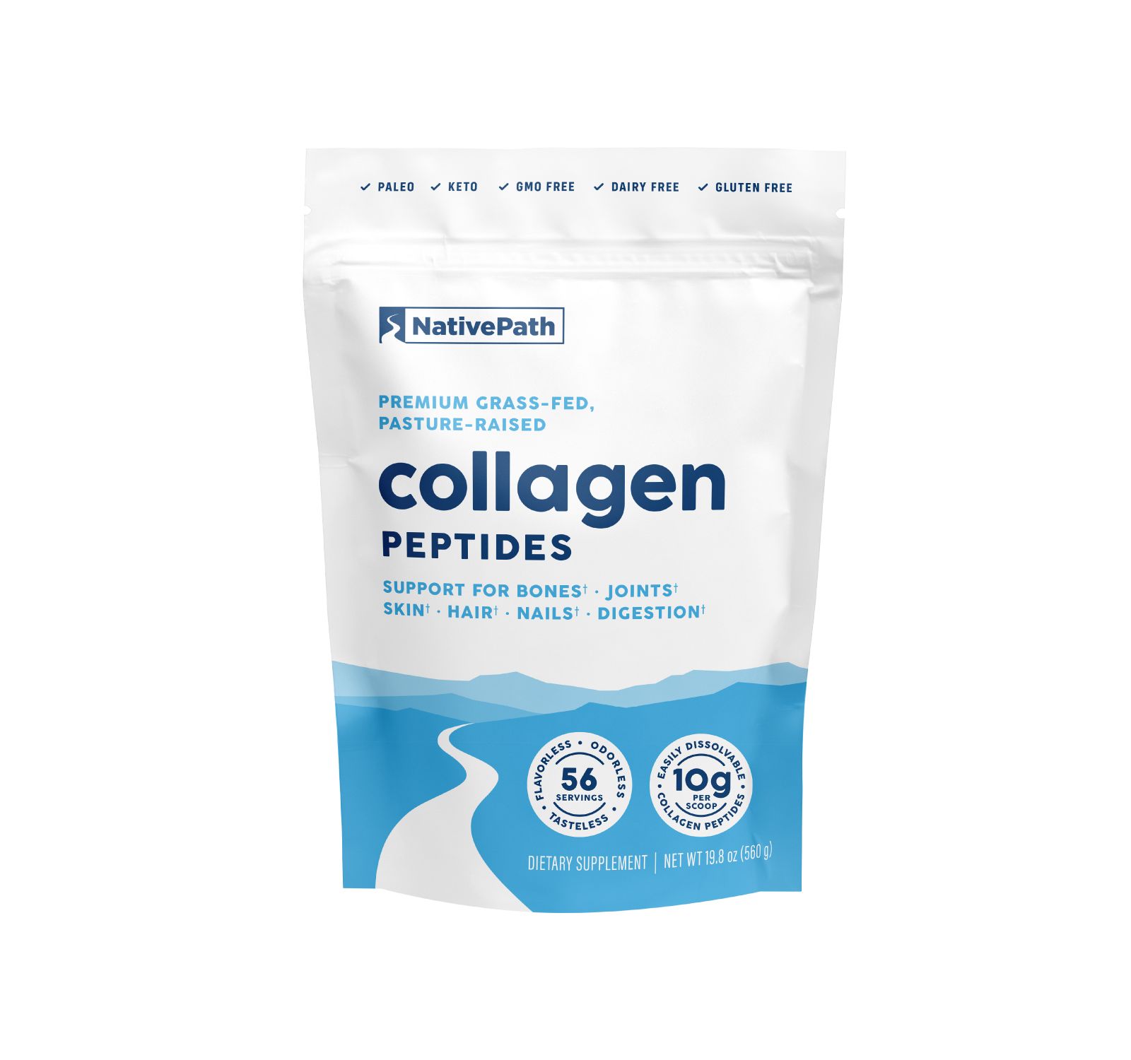 Коллаген NativePath Collagen Peptides Protein Hydrolyzed Type 1 and 3 Powder 19.8 oz (56 Servings)