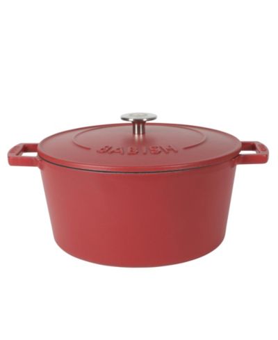 Babish чугунная кастрюля с крышкой, матовая эмаль, круглая, 6 Qt, красная