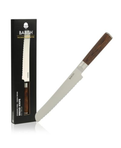 Babish 8-Inch Bread Knife High-Carbon 1.4116 German Steel Serrated Knife with Wood Handle, Full-Tang for Slicing Bread, Crusting & Artisan Loaves