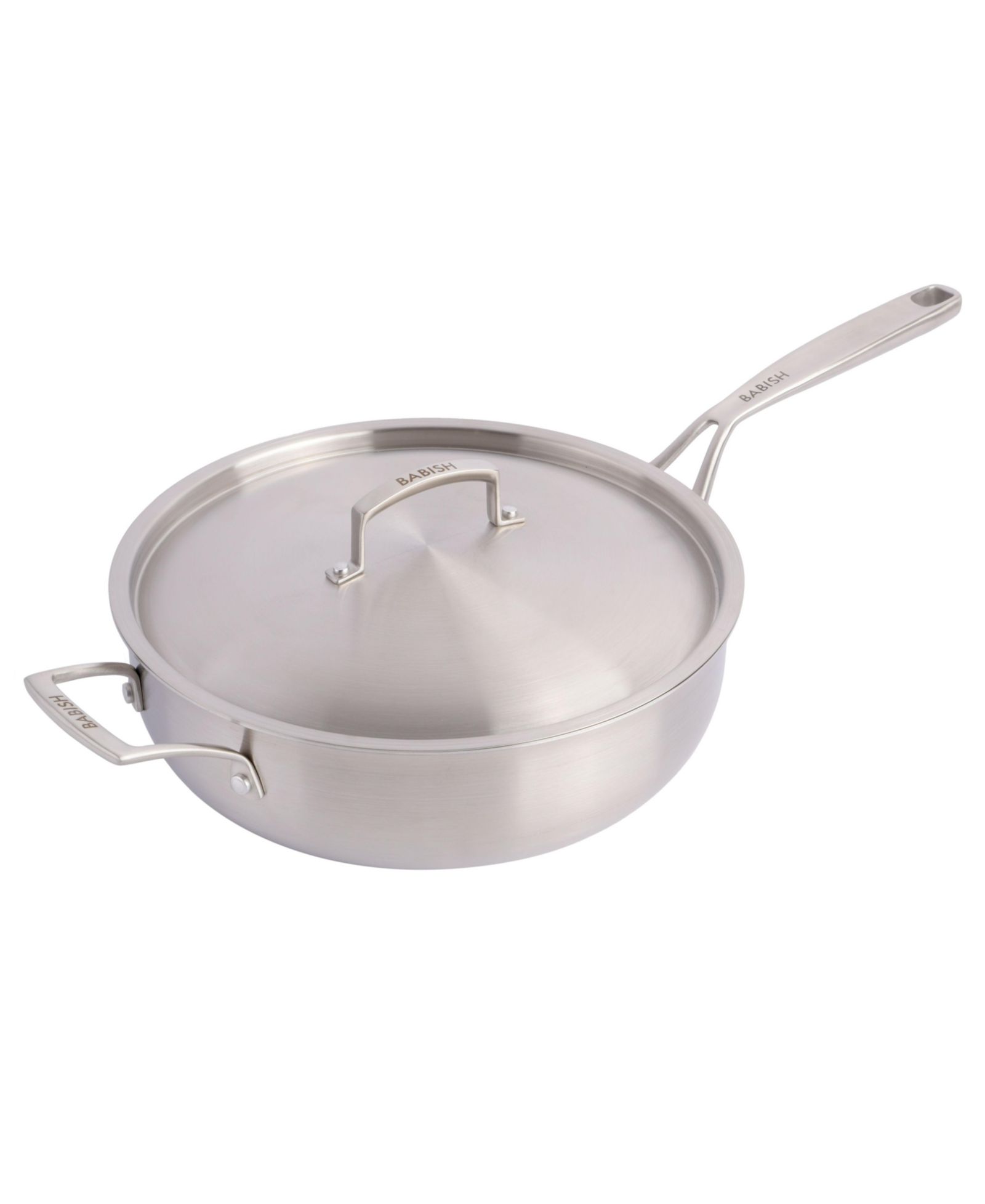 Babish сотейник из нержавеющей стали 5-Qt с крышкой, heavy duty nonstick-ready, oven & induction safe