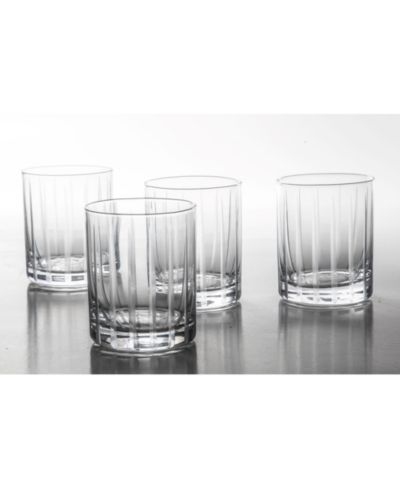 Babish 4 Piece 14 OZ DOF Old Fashioned Drinking and Whiskey Glass - Etched Handmade Clear Glass