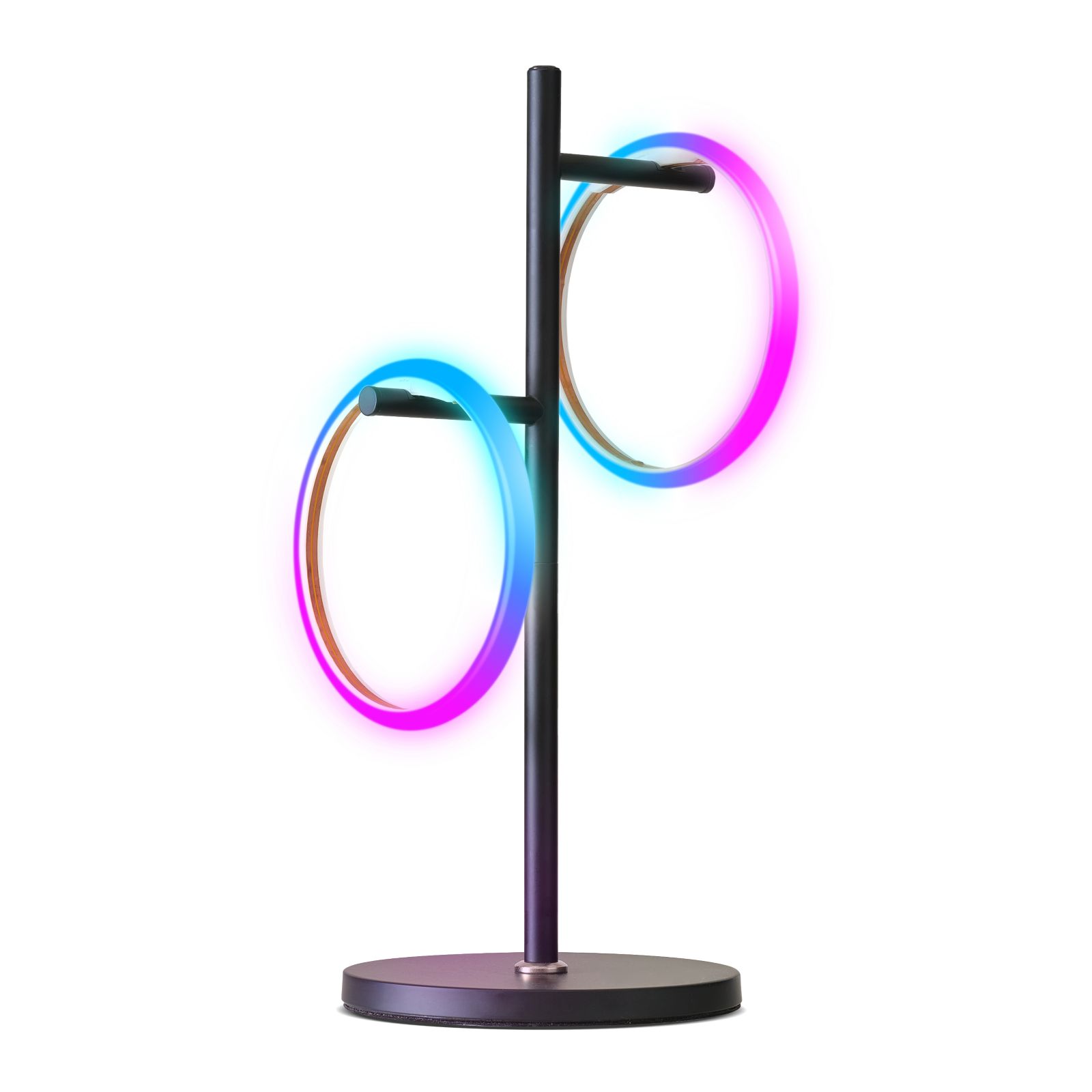 Saturn 21" Black LED Table Lamp with Color-Changing Ring Lights