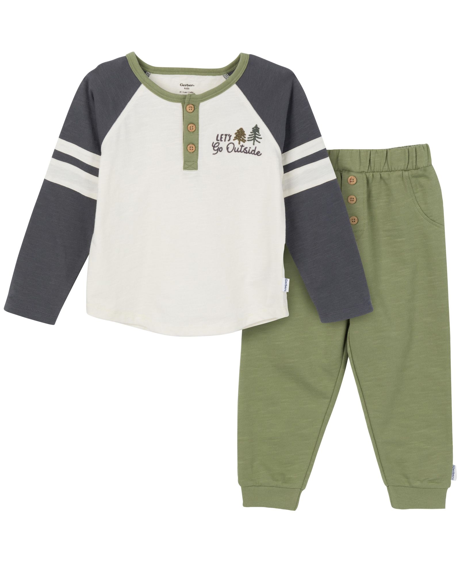 Комплект из 2-х предметов Gerber: рубашка Henley и джоггеры для малышей-мальчиков