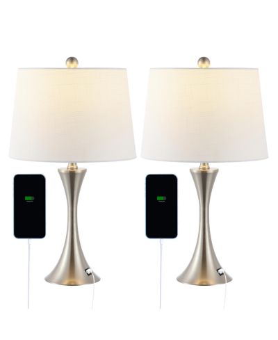 Набор из 2 настольных LED ламп Bennett 22.75" с USB-портом, никель