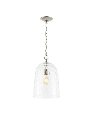 Matilda 10" 1-Light Industrial Designer Iron/Dimple Glass Dome LED Pendant, Nickel/Clear