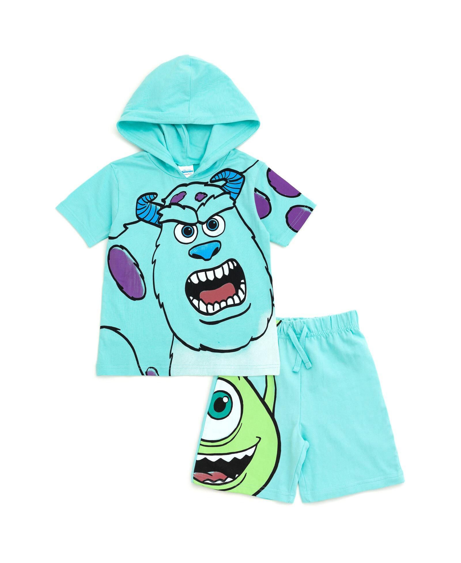 Monsters Inc. Toddler Boys Hooded T-Shirt and French Terry Shorts Outfit Set
