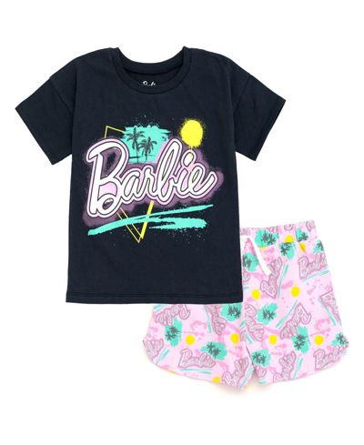 Комплект из футболки и шорт из футера Barbie для девочек