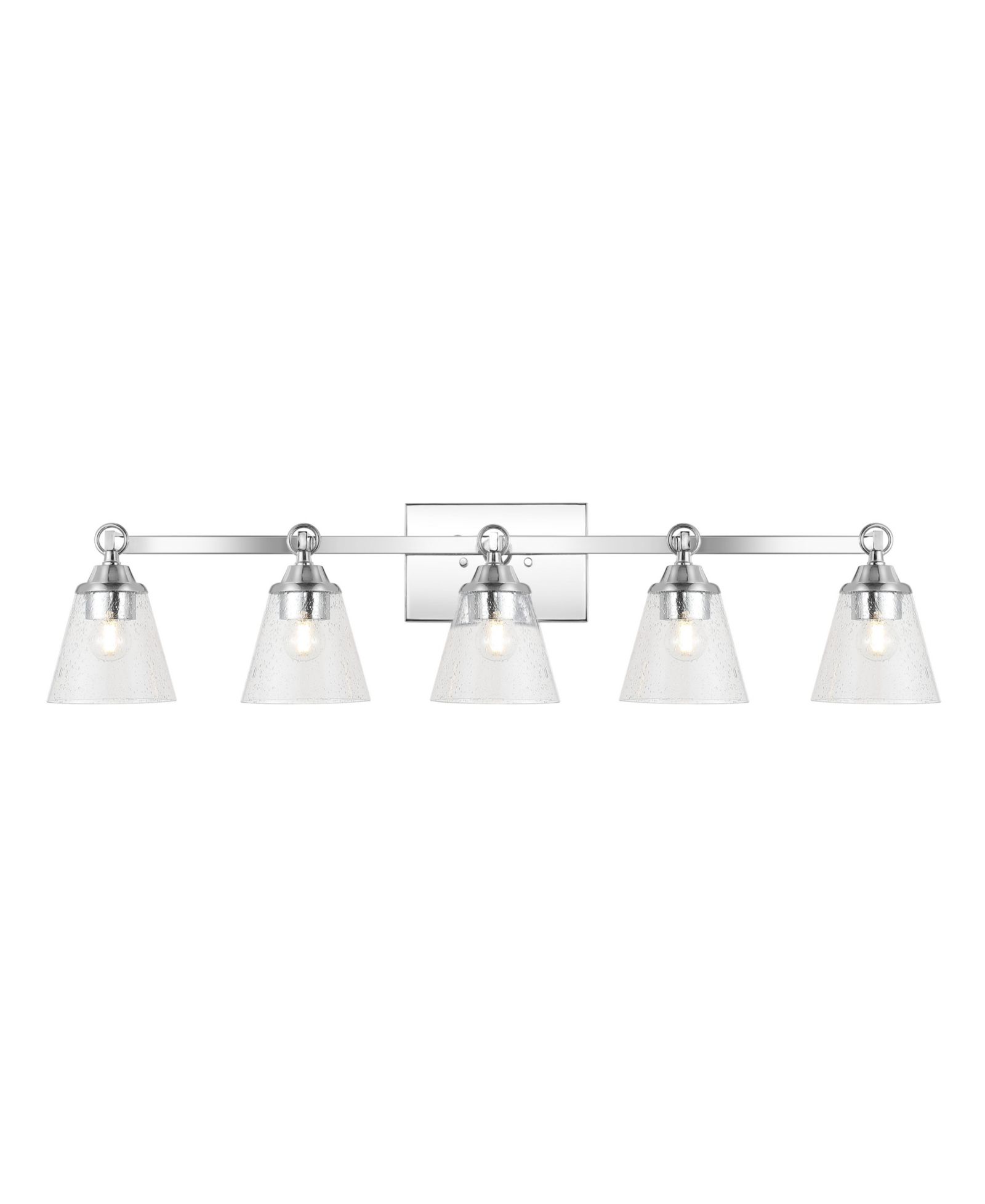 Светильник Jonathan Y Marion 36.5" 5-Light Hurricane Metal/Seeded Glass LED Vanity Light, Chrome