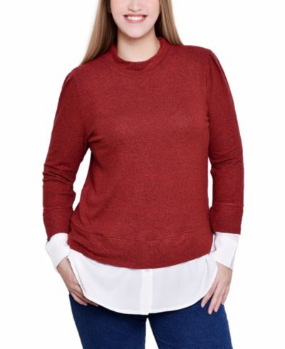 Женский топ NY COLLECTION Petite Long Sleeve Two-Fer