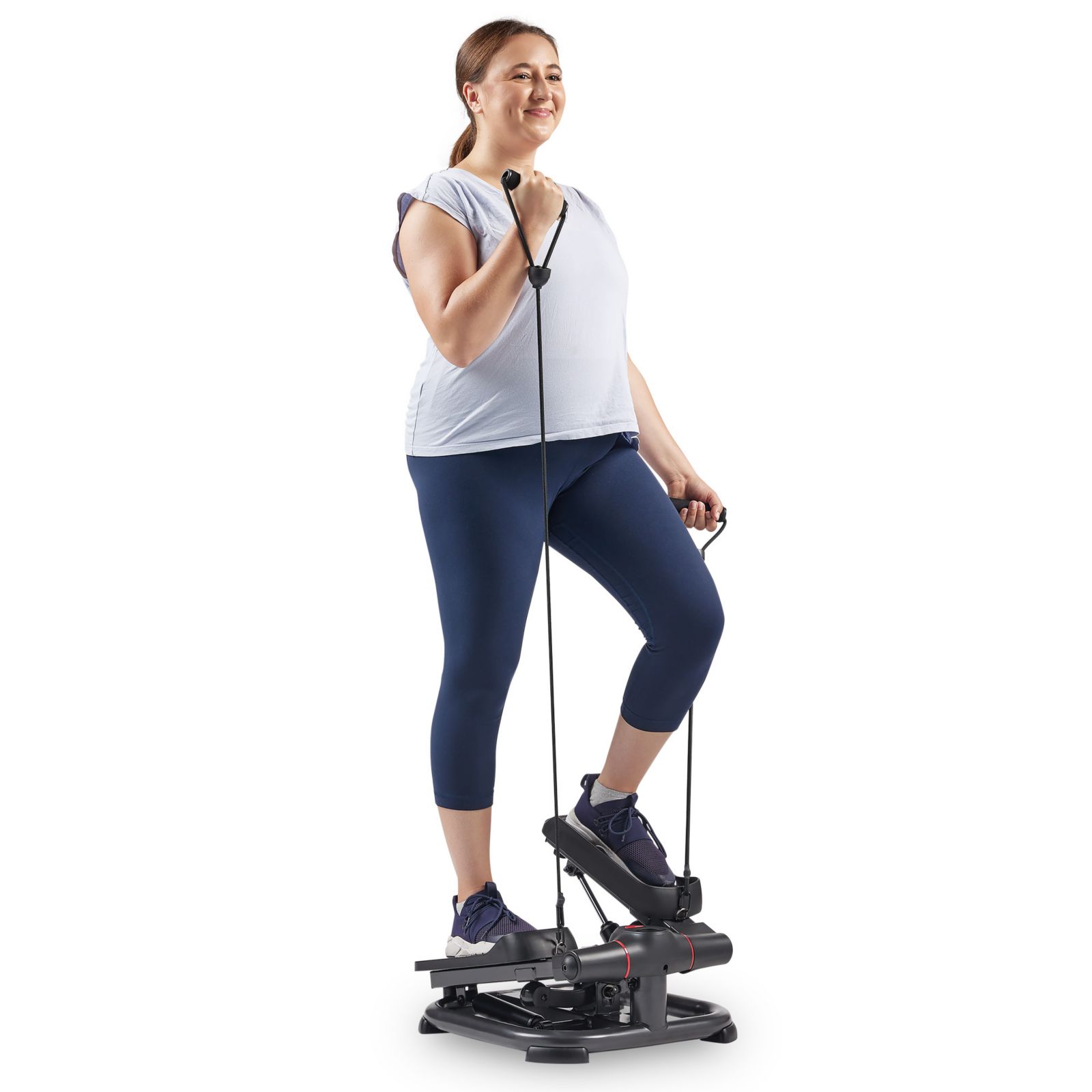 Степпер Sunny Health & Fitness с эспандерами, Bluetooth и приложением SunnyFit, нагрузка до 400 фунтов