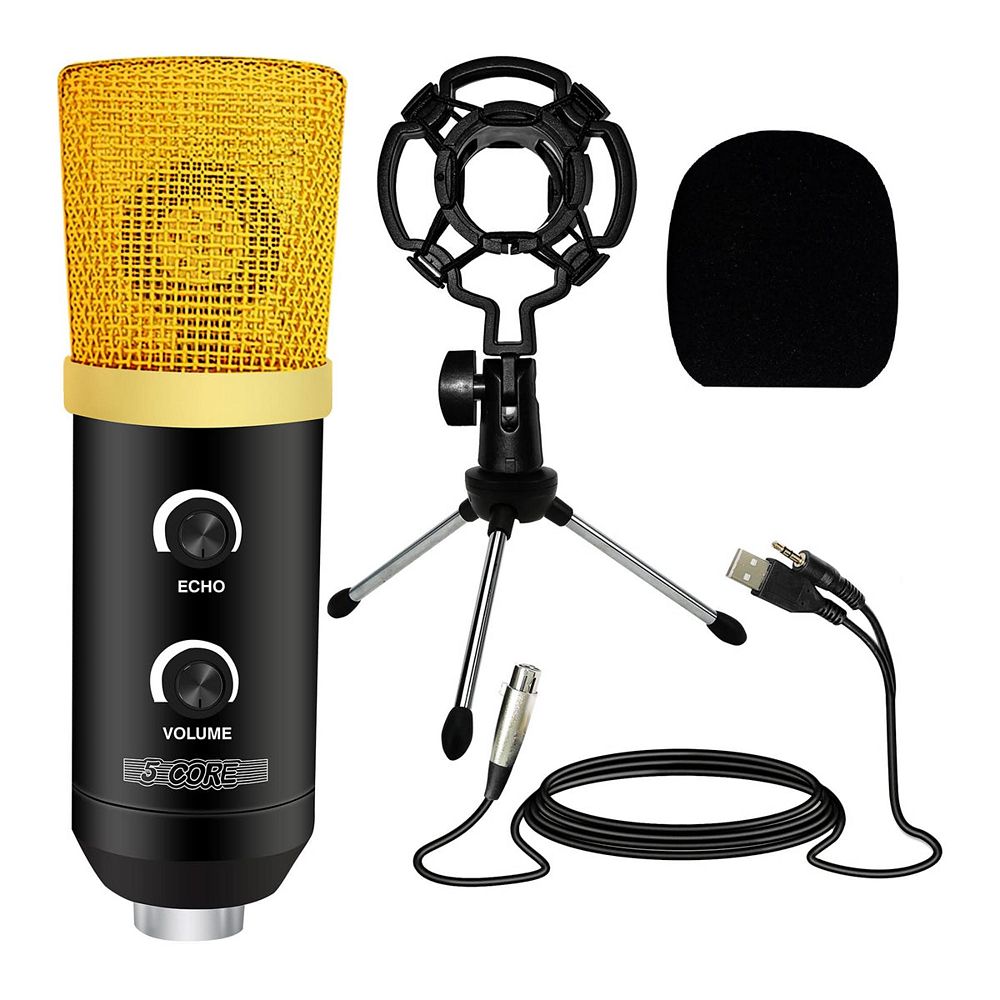 5 Core Podcast Equipment Bundle Professional Studio XLR Condenser Recording Microphone Kit for vocals